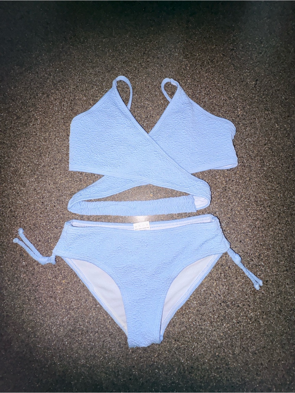 SHEIN Light Blue Textured Wrap Bikini Set - Kids